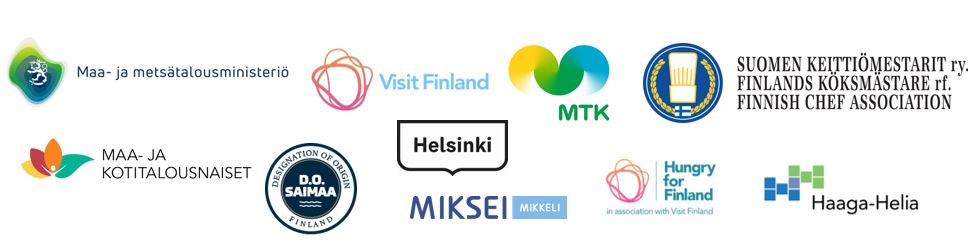 MMM, Visit Finland, MTK, Suomen keittiömestarit ry, maa- ja kotitalousnaiset, d.o. saimaa, miksei mikkeli, Helsinki, Hungry for Finland ja Haaga-Helia.